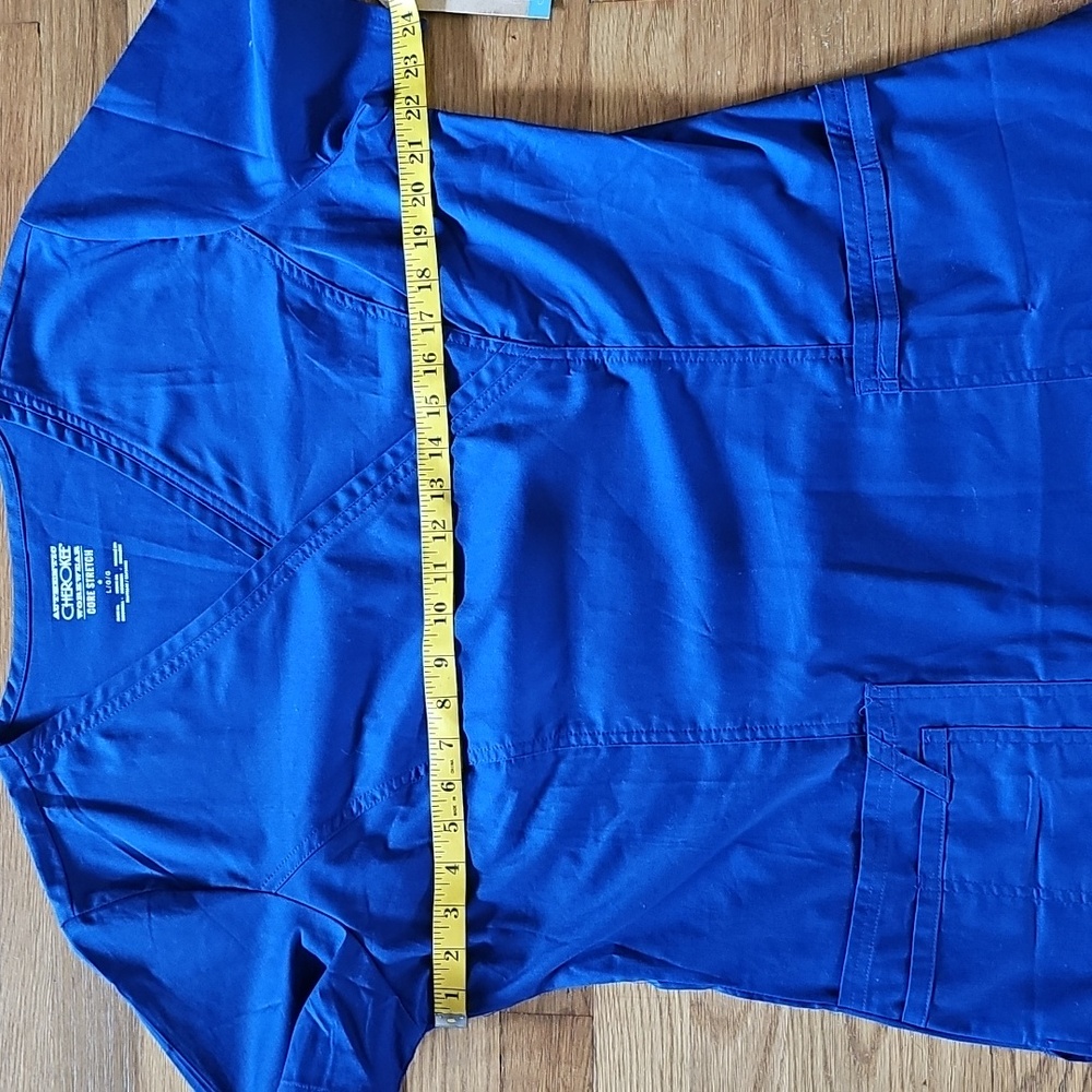 Cherokee Galaxy Blue Short Sleeve VNeck Medical Scrub Top Women's Size Large NWT - Picture 7 of 15